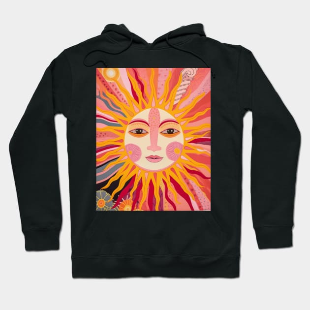 Boho Sun Face Hoodie by Trippycollage